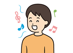 歌う少年のイメージ図。