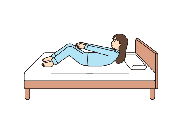 あおむけから起き上がる動作の説明補足画像。