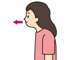 あごから前に出すイメージで、頭だけを前に出す動作の説明補足画像。