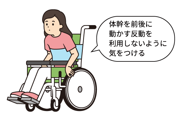 車いすをこぐときのポイントの説明補足画像。