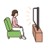 ソファに座ってテレビを見る