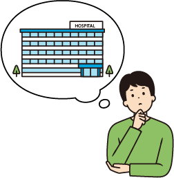 病院について想像する男性のイメージ図。